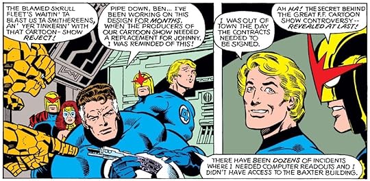 Johnny Storm explains why H.E.R.B.I.E. replaced him in the cartoon in the comic book universe.