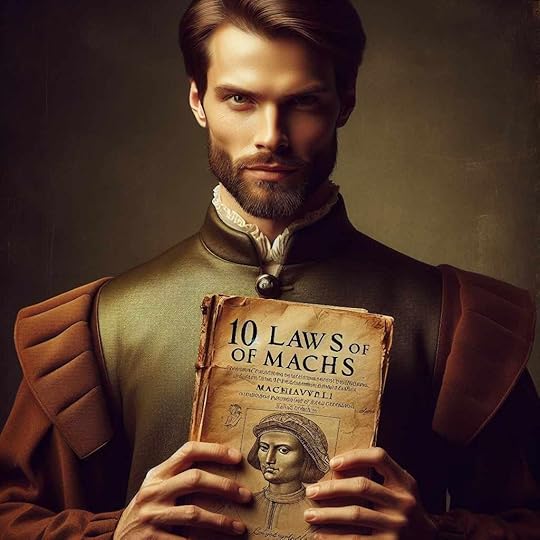 man holds a guide with the 10 laws to becoming more machiavellian