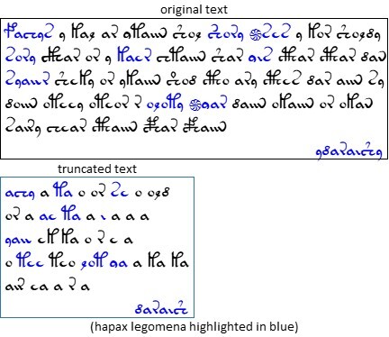 Hapax legomena in the Voynich manuscript, f1r