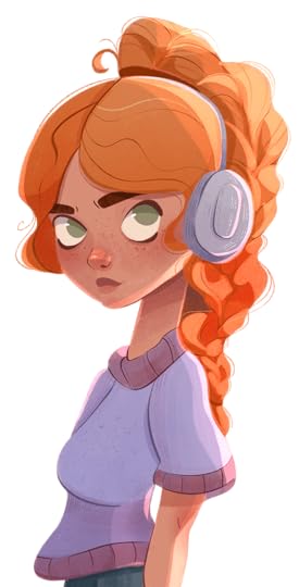 Aria has red hair and hazel eyes