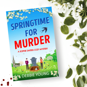 cover of Springtime for Murder with blossom and spots of blood