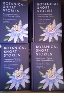 A photo showing four covers of one book: Botanical Short Stories edited by Emma Timpany.
