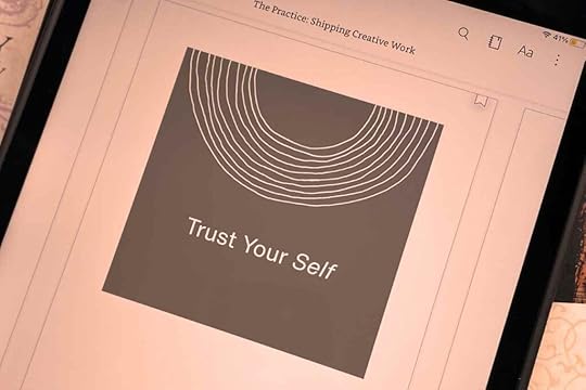 a tablet showing the ebook of The Practice on a page that says Trust Your Self