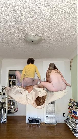 Miranda July, Video still of July, @enter_laughing (Augusta Dayton), @thongria (Zoë Ligon), and @goatzfoot (Lisa Ziegenfuss) in <em>F.A.M.I.L.Y. Cloud</em>, 2024″>		</div>		<div class=