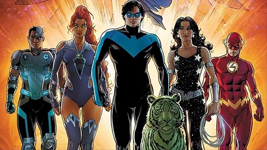 The modern DC Comics Titans roster, now all adults.