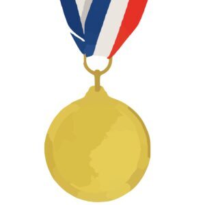 Gold medal with ribbon