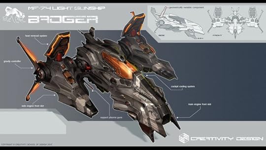 MF-74 Badger light gunship, Michał Sztuka | Gunship, Space ship concept art, Spaceship concept