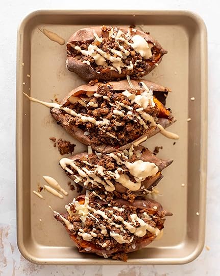 cheeseburger stuffed sweet potatoes