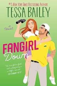 Illustrated cover with green background featuring a tattooed and stubbled dark-haired white guy with a backwards baseball cap wearing a yellow half-untucked golf shirt and khaki pants looking back over his shoulder at a pretty red-haired white girl in a white tee and purple skirt, holding binoculars, who is on his back piggy-back style.