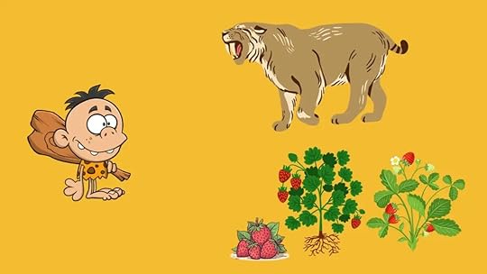 caveman seeing food vs danger