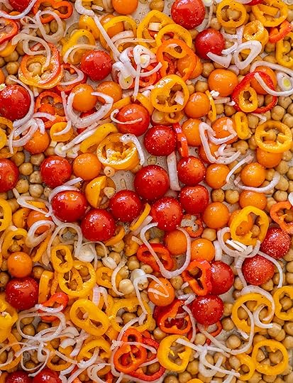 roasted chickpeas with tomatoes and sweet peppers