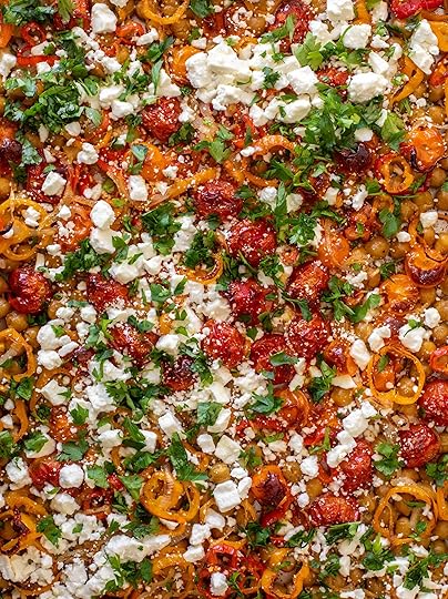 roasted chickpeas with tomatoes and sweet peppers
