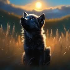 black wolf pup howling, 4k, 8k, UHD, best quality, h...