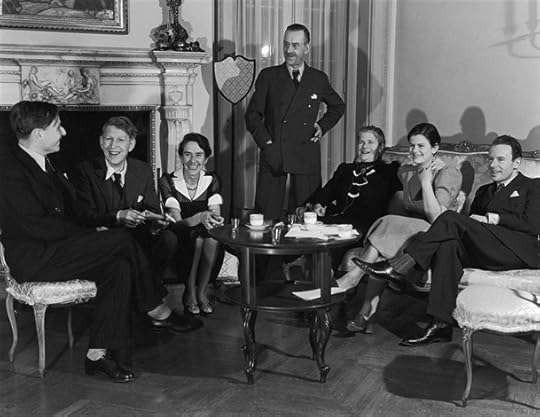 Carl mydans christopher isherwood and w.h. auden with thomas mann and his family at mann home, princeton, nj.