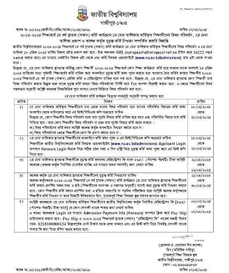 nu admission result 2nd merit list