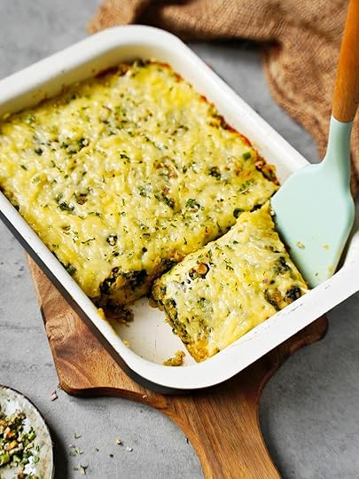 spinach and quinoa casserole in white dish