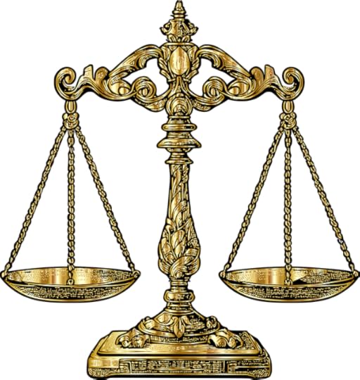 illustration of gold-toned scales of Justice