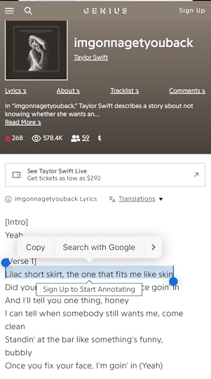 taylor swift imgonnagetyouback lyrics lilac short skirt the tortured poets department