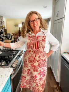 Marie wearing the handmade gift