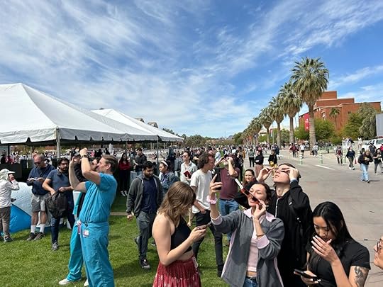 Reverse view of the UA Mall on April 8, 2024 during the solar eclipse