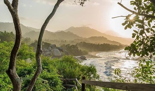 Beach view with mountains