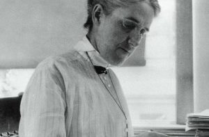 B/W photo of Henrietta Swan Leavitt at work