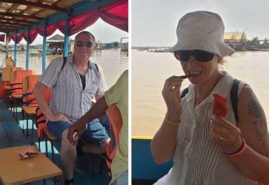 The Backpacking Housewife tasting the beef jerky that may not have been beef!