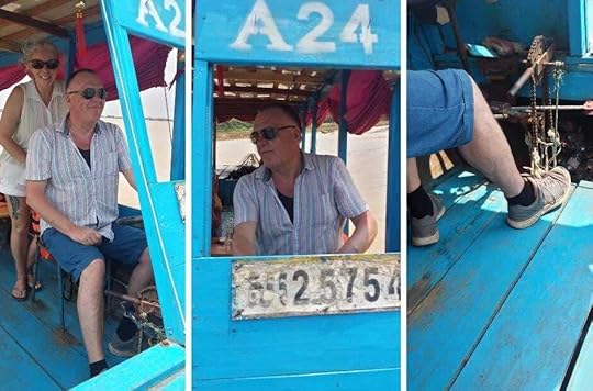 The backpacking husband got to drive the boat on Tonle Sap Lake Cambodia
