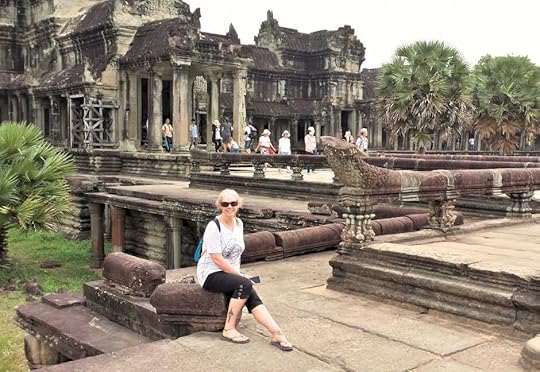 The Backpacking Housewife outside the entrance to Angkor Wat Cambodia