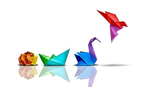 artistic rendering of transformative change using origami