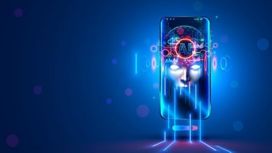 Mobile phone with ominous robot face on screen