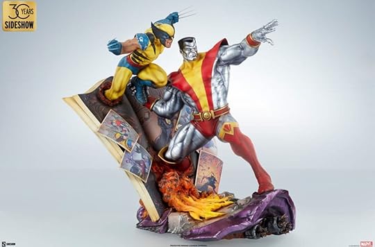 The Wolverine and Colossus u0022fastball specialu0022 Sideshow premium format figure, front side view.