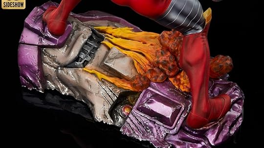 Wolverine and Colossus u0022Fastball Specialu0022 Sideshow Collectibles Premium Format statue, Sentinel head base.
