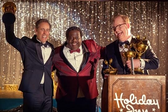 Jeffy Seinfeld, left, Cedric the Entertainer and Jim Gaffigan appear in a scene from