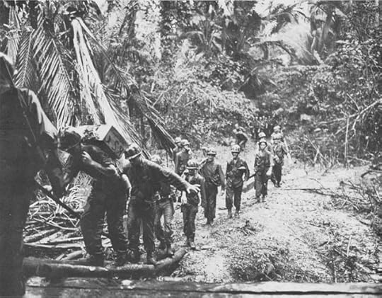 Men of the 1st Battalion, US 19th Infantry, carrying supplies near Hollandia, New Guinea, April 1944 (US Center of Military History)