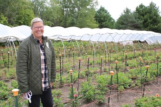 Sarah Buerkley in her flower farm field
