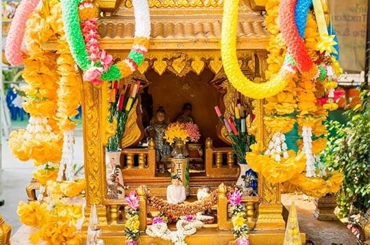 Spirit houses are often ornately decorated and can be found throughout Thailand 