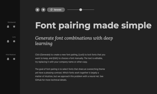Fontjoy's home page, showing the UI of the AI-powered font-pairing tool. 