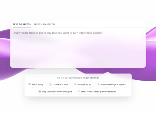Screenshot of Elevenlabs text-to-speech tool user experience. 