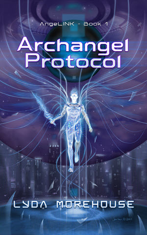 Archangel Protocol cover with a glowing humanoid figure on the front.