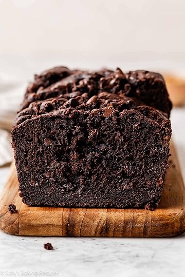 close-up of double chocolate banana bread interior.