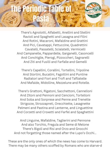 lyrics to The Periodic Table Of Pasta