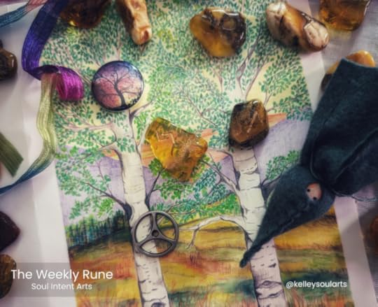 The Weekly Runecast for 5 May 2024 on Intentional Insights- by S. Kelley Harrell, with background art by Mary Kimber