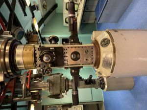A periscope on exhibit at the naval undersea warefare museum.