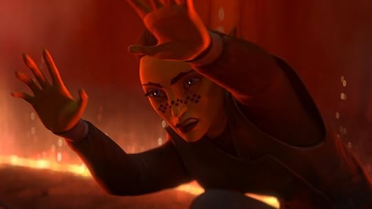 Barriss Offee using the force in Tales of the Empire as part of the Inquisitor trials