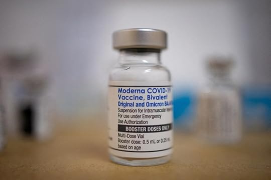 A vial of the Moderna coronavirus disease (COVID-19) booster vaccine targeting BA.4 and BA.5 Omicron sub variants is pictured at Skippack Pharmacy in Schwenksville, Pennsylvania, U.S., September 8, 2022. 