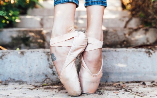 Ballet feet en pointe, legs in jeans. Contemporary and Historical Fiction from Aberdeenshire.