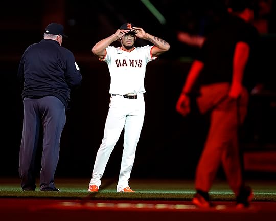 San Francisco Giants relief pitcher Camilo Doval #75 takes the...