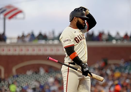 San Francisco Giants’ Heliot Ramos #17 reacts after swinging for...