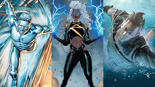 Marvel mutants Iceman, Storm, and Prince Namor.